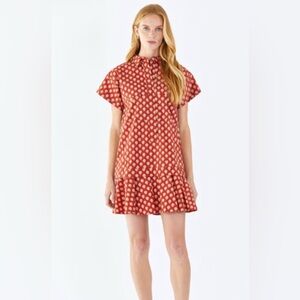 HUNTER BELL Addison Drop-Waist Mini Collared Shirt Dress in Autumn Bloom Size XS